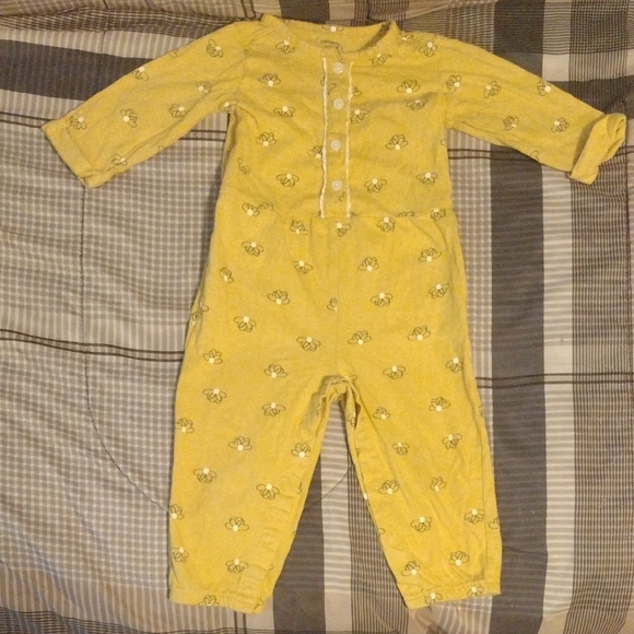 Carter's Other - Carter's Yellow Bee-Print Long Sleeve Footed One-Piece